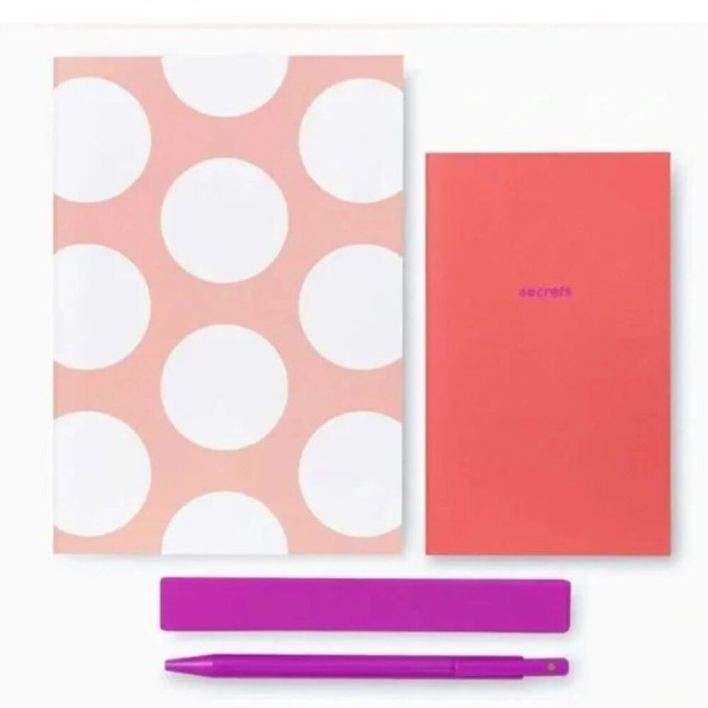 NWT Kate Spade New York Jotter Pouch SET PEACH JUMBO DOT OFFICE/MAKEUP